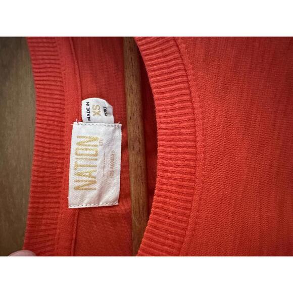 Nation LTD. Loren Peasant Tee Shirt Puff Sleeve 100% Cotton Red/Orange Womens XS - Picture 5 of 13